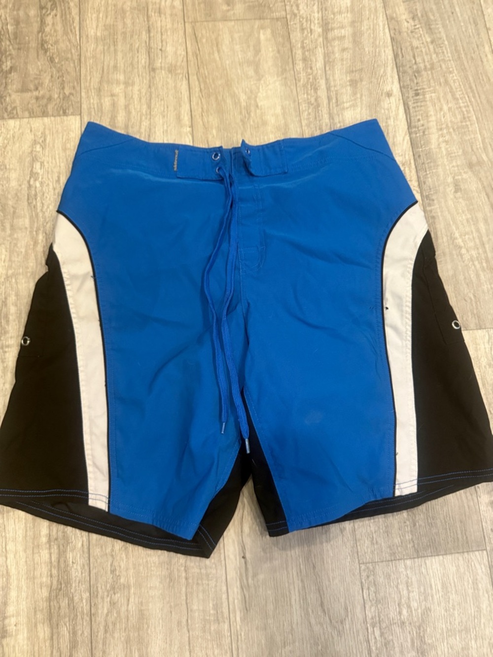 Men's Royal Blue Colorblock Swim Board Shorts with Black & White Panels